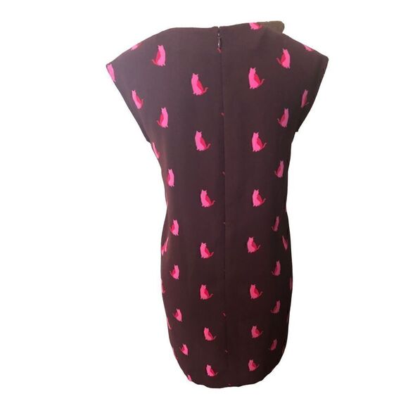 Ann Taylor Loft dark grape colored sheath dress with cat print in Barbie pink XS - Picture 9 of 14